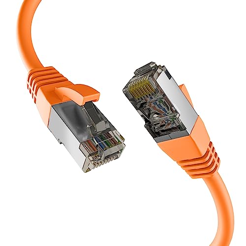 EFB-Elektronik - CAT. 8 Netzwerkkabel bis zu 40 Gbit - 10 m LAN Kabel Ethernet Kabel Patchkabel mit Knickschutz - PoE Übertragung von Daten und Strom - RJ45 Anschluss, S/FTP PIMF Schirmung - Orange von EFB-Elektronik