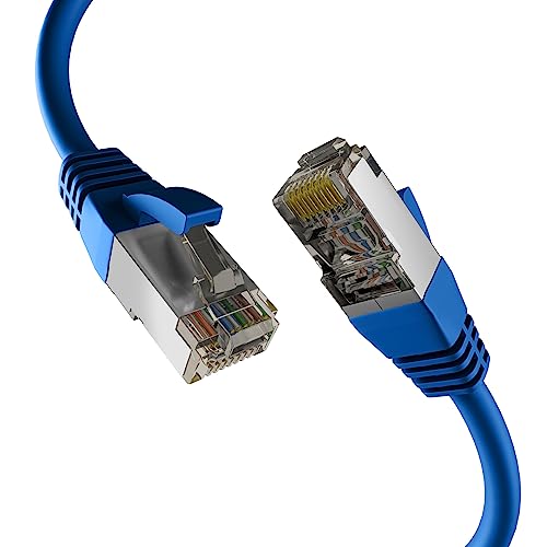 EFB-Elektronik - CAT. 8 Netzwerkkabel bis zu 40 Gbit - 10 m LAN Kabel Ethernet Kabel Patchkabel mit Knickschutz - PoE Übertragung von Daten und Strom - RJ45 Anschluss, S/FTP PIMF Schirmung - blau von EFB-Elektronik