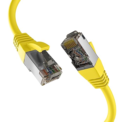 EFB-Elektronik - CAT. 8 Netzwerkkabel bis zu 40 Gbit - 7,5 m LAN Kabel Ethernet Kabel Patchkabel mit Knickschutz - PoE Übertragung von Daten und Strom - RJ45 Anschluss, S/FTP PIMF Schirmung - Gelb von EFB-Elektronik
