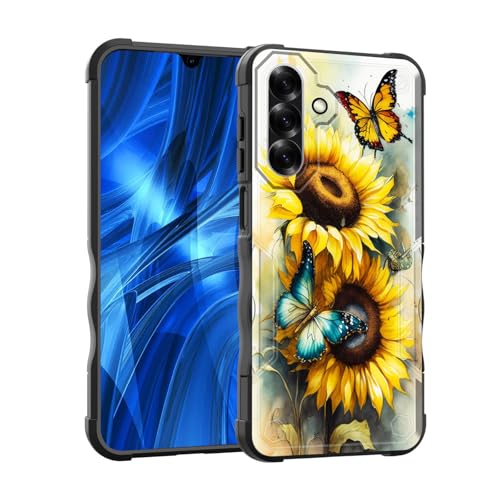 EFGWSDER Schutzhülle für Galaxy A26 5G, zweilagig, 3 m Fallschutz in Militärqualität, strapazierfähig, stoßfest, für Samsung Galaxy A26 5G 17 cm (6,7 Zoll) 2025, Sonnenblumen-Schmetterling von EFGWSDER