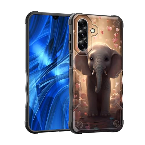 EFGWSDER Schutzhülle für Galaxy A26 5G, zweilagig, 3 m Fallschutz in Militärqualität, strapazierfähig, stoßfest, für Samsung Galaxy A26 5G 17 cm (6,7 Zoll) 2025, niedlicher Elefant mit Herzen von EFGWSDER