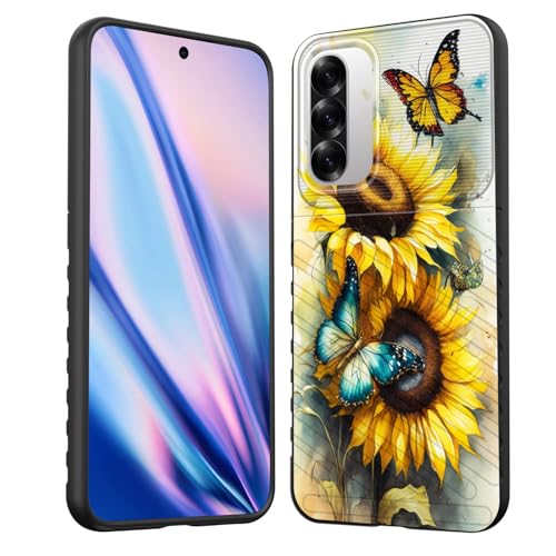 EFGWSDER Schutzhülle für Galaxy A36 5G/A56 5G, stoßdämpfend, flexibel, TPU-Gummi, Schutzhülle für Samsung Galaxy A36 5G/A56 5G 17 cm (6,7 Zoll) 2025, Sonnenblumen-Schmetterling von EFGWSDER