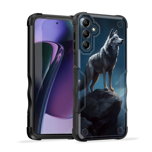 EFGWSDER Schutzhülle für Galaxy S24 Plus, zweilagig, 3 m Fallschutz in Militärqualität, rutschfest, strapazierfähig, stoßfest, für Samsung Galaxy S24 Plus 17 cm (6,7 Zoll) 2024, Wolf Moon Night von EFGWSDER