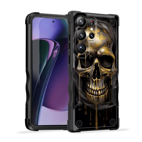 EFGWSDER Schutzhülle für Galaxy S24 Ultra, zweilagig, 3 m Fallschutz in Militärqualität, rutschfest, strapazierfähig, stoßfest, für Samsung Galaxy S24 Ultra 17,3 cm (6,8 Zoll) 2024, lustiger Totenkopf von EFGWSDER