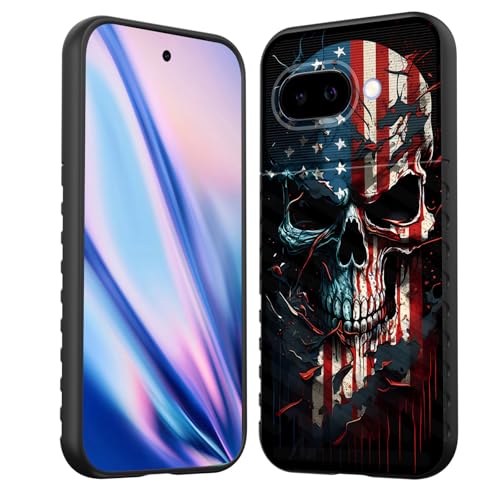 EFGWSDER Schutzhülle für Pixel 9a, stoßdämpfend, flexibel, TPU-Gummi, Schutzhülle für Google Pixel 9a 16 cm (6,3 Zoll) 2025, Totenkopf-Flagge von EFGWSDER