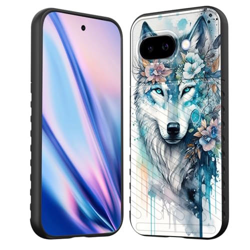 EFGWSDER Schutzhülle für Pixel 9a, stoßdämpfend, flexibel, TPU-Gummi, Schutzhülle für Google Pixel 9a 16 cm (6,3 Zoll) 2025, Wolfsblume von EFGWSDER