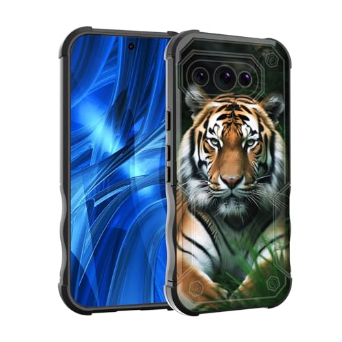 EFGWSDER Schutzhülle für Pixel 9a, zweilagig, 3 m Fallschutz in Militärqualität, strapazierfähig, stoßfest, für Google Pixel 9a 16 cm (6,3 Zoll) 2025, Bengalische Tiger auf dem Gras von EFGWSDER