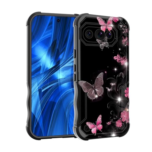 EFGWSDER Schutzhülle für Pixel 9a, zweilagig, 3 m Fallschutz in Militärqualität, strapazierfähig, stoßfest, für Google Pixel 9a 16 cm (6,3 Zoll) 2025, Schmetterlinge und Blumen von EFGWSDER