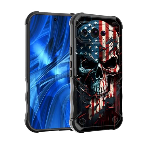 EFGWSDER Schutzhülle für Pixel 9a, zweilagig, 3 m Fallschutz in Militärqualität, strapazierfähig, stoßfest, für Google Pixel 9a 16 cm (6,3 Zoll) 2025, Totenkopf-Flagge von EFGWSDER