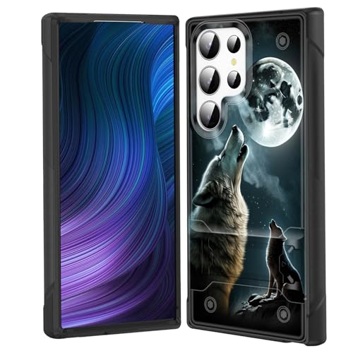 EFGWSDER Schutzhülle für Samsung Galaxy S25 Ultra mit Ständer, zweilagig, Hybrid-Hart-PC und weiches Silikon, robust, stoßfest, Schutzhülle für Samsung Galaxy S25 Ultra 17,5 cm (6,9 Zoll) 2025, Wolf von EFGWSDER