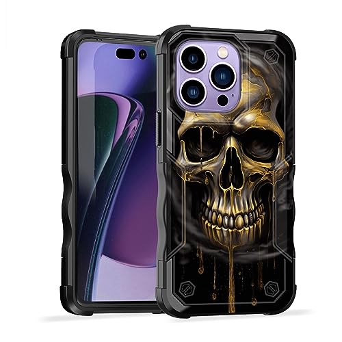 EFGWSDER Schutzhülle für iPhone 15 Pro, zweilagig, 3 m Fallschutz, rutschfest, robust, stoßfest, für iPhone 15 Pro 15,5 cm (6,1 Zoll) 2023, lustiger Totenkopf von EFGWSDER