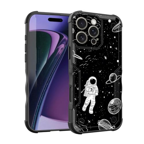 EFGWSDER Schutzhülle für iPhone 16 Pro Max, zweilagig, 3 m Fallschutz in Militärqualität, strapazierfähig, stoßfest, für iPhone 16 Pro Max 17,5 cm (6,9 Zoll), Astronaut Planet von EFGWSDER