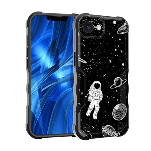 EFGWSDER Schutzhülle für iPhone 16e, zweilagig, 3 m Fallschutz in Militärqualität, strapazierfähig, stoßfest, für iPhone 16e 15,5 cm (6,1 Zoll), Astronaut Planet von EFGWSDER