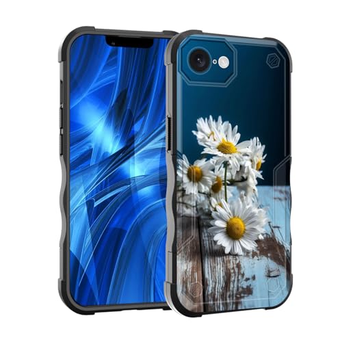 EFGWSDER Schutzhülle für iPhone 16e, zweilagig, 3 m Fallschutz in Militärqualität, strapazierfähig, stoßfest, für iPhone 16e 15,5 cm (6,1 Zoll), Gänseblümchenmotiv von EFGWSDER
