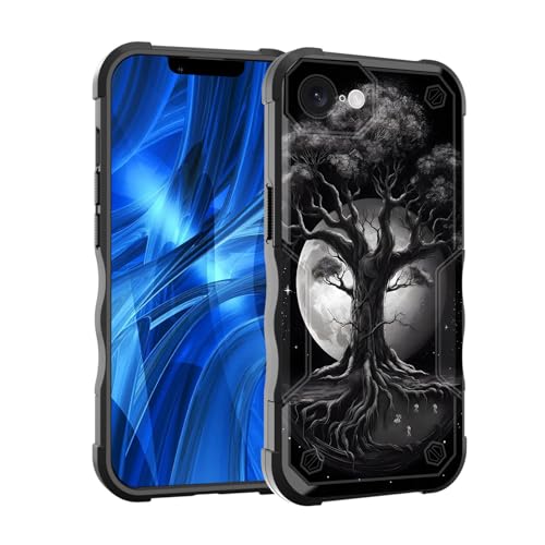EFGWSDER Schutzhülle für iPhone 16e, zweilagig, 3 m Fallschutz in Militärqualität, strapazierfähig, stoßfest, für iPhone 16e 15,5 cm (6,1 Zoll) 2025, Baum des Lebens Mond von EFGWSDER
