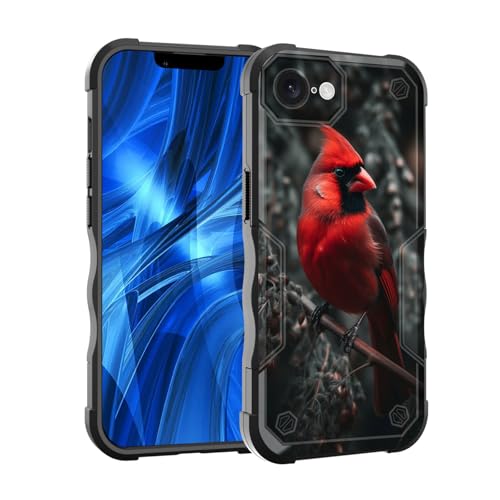 EFGWSDER Schutzhülle für iPhone 16e, zweilagig, 3 m Fallschutz in Militärqualität, strapazierfähig, stoßfest, für iPhone 16e 15,5 cm (6,1 Zoll) 2025, Cardinals on the Branches von EFGWSDER