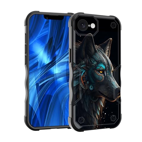 EFGWSDER Schutzhülle für iPhone 16e, zweilagig, 3 m Fallschutz in Militärqualität, strapazierfähig, stoßfest, für iPhone 16e 15,5 cm (6,1 Zoll) 2025, Cool Wolf von EFGWSDER
