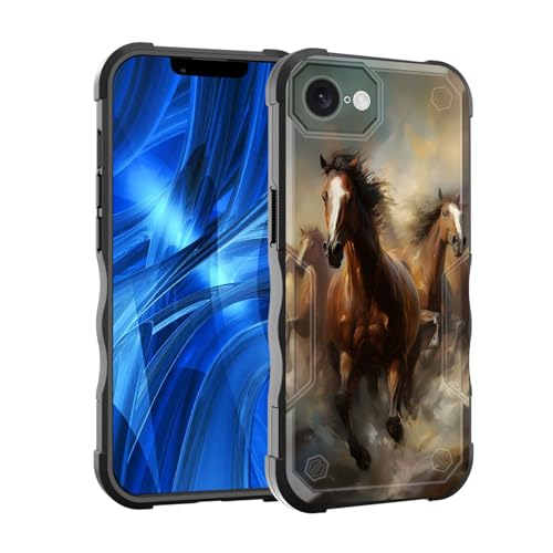 EFGWSDER Schutzhülle für iPhone 16e, zweilagig, 3 m Fallschutz in Militärqualität, strapazierfähig, stoßfest, für iPhone 16e 15,5 cm (6,1 Zoll) 2025, Laufpferd von EFGWSDER