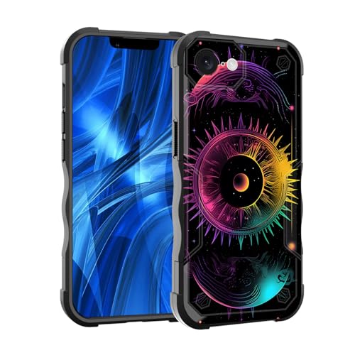 EFGWSDER Schutzhülle für iPhone 16e, zweilagig, 3 m Fallschutz in Militärqualität, strapazierfähig, stoßfest, für iPhone 16e 15,5 cm (6,1 Zoll) 2025, Mond und Sonne, niedliches Muster von EFGWSDER
