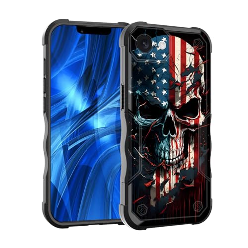 EFGWSDER Schutzhülle für iPhone 16e, zweilagig, 3 m Fallschutz in Militärqualität, strapazierfähig, stoßfest, für iPhone 16e 15,5 cm (6,1 Zoll) 2025, Totenkopf-Flagge von EFGWSDER