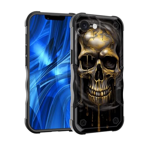 EFGWSDER Schutzhülle für iPhone 16e, zweilagig, 3 m Fallschutz in Militärqualität, strapazierfähig, stoßfest, für iPhone 16e 15,5 cm (6,1 Zoll) 2025, lustiger Totenkopf von EFGWSDER