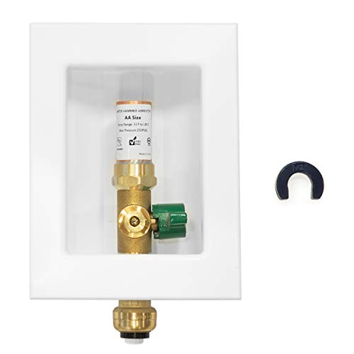EFIELD Push-Fit vormontierter Eiswürfelbereiter-Auslaufkasten, 1/2 Zoll Steckanschluss mit eingebautem 1/4-Dreh-Kugelhahn mit Kupfer-Wasserschlag-Arrester EFIELD Push-Fit vormontierter Eiswürfelbereiter-Auslaufkasten, 1/2 Zoll Steckanschluss mit eingebautem 1/4-Dreh-Kugelhahn mit Kupfer-Wasserschlag-Arrester von EFIELD