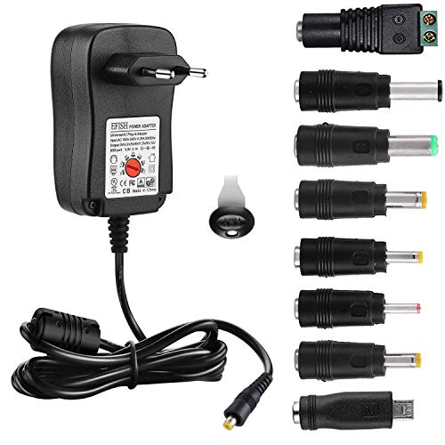 EFISH DC Multifunktionales Netzteil,Internationale Netzadapter,100-240V auf 3V/4.5V/5V/6V/7.5V/9V/12V,MAX 2A (2000mA) Reiseadapter(USB im Lieferumfang enthalten)+8 Verschiedene Steckerac von EFISH