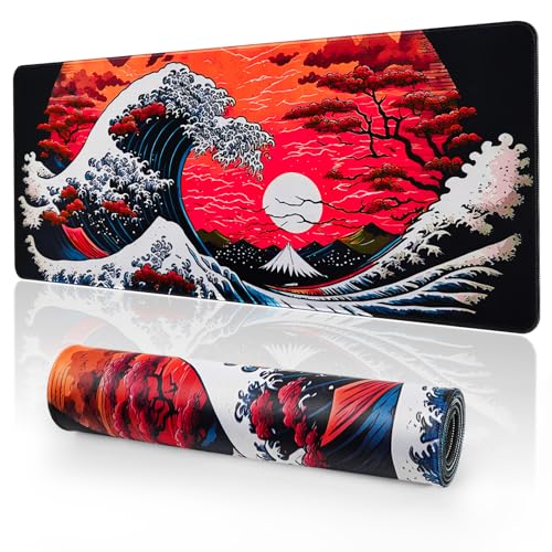 EFISH Japanische Gaming Mauspad XXL 800 x 300 mm Großes Mauspad Vernähte Kanten Wasserdicht Anti-Rutsch für PC, MacBook,Laptop Verbessert Präzision und Geschwindigkei.(Y25) von EFISH