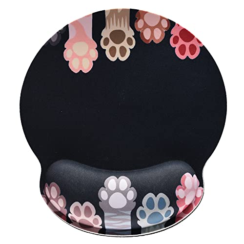 EFISH Mauspad Mit Memory Foam-Auflage, Ergonomisch Mit Rutschfester Gummibasis für Laptop, Gaming und Büro, Katzenpfote von EFISH