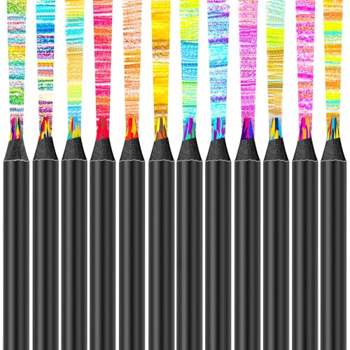 12 Farben RegenbogenstiftErwachsene BuntstifteRegenbogenstifte kinder,Mehrfarbiger Buntstift für Schule Klassenzimmer,Jumbo Buntstifte,Regenbogen Bleistifte für Kunst ZeichnungFärbung,Skizzieren (12) von EFNHJF5