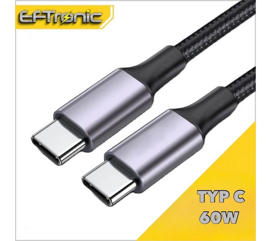 EFTronic Daten- und Schnellladekabel USB-C/USB-C 60W USB-Kabel, USB-C, USB-C (1 cm), 5A, 60W von EFTronic