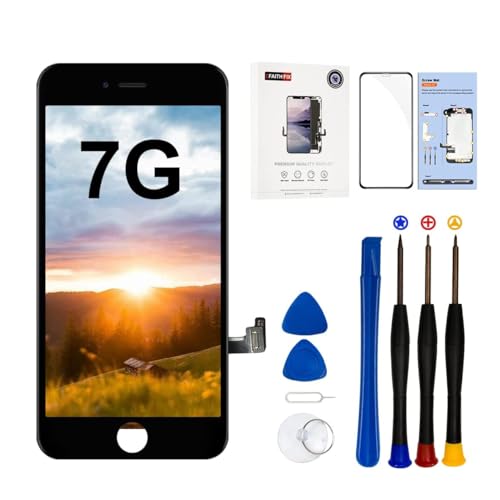 EFaith für iPhone 7 Display LCD 4,7 Zoll Ersatz Bildschirm Volle HD Touchscreen-Digitizer Rahmen, Ersatzrahmen mit Reparatur Sets + Displayschutzfolie, Modelle A1660, A1778, A1779 (schwarz) von EFaith