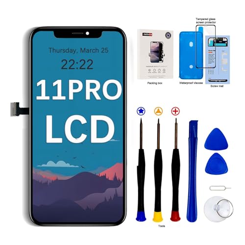 EFaith Display für iPhone 11 Pro 5,8 Zoll LCD Full HD Ersatzbildschirm 3D-Touchscreen Digitizer Assembly mit komplettem Reparaturset + Displayschutz + wasserdichter Kleber Modell A2160/A2217/A2215 von EFaith
