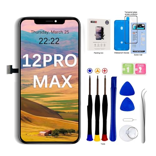 EFaith Display für iPhone 12Pro Max 6,7 Zoll LCD Touchscreen Ersatz mit Reparaturwerkzeug, gehärtetes Glas, selbstklebend, für Modelle A2342, A2410, A2412, A2411, Schwarz EFaith Display für iPhone 12Pro Max 6,7 Zoll LCD Touchscreen Ersatz mit Reparaturwerkzeug, gehärtetes Glas, selbstklebend, für Modelle A2342, A2410, A2412, A2411, Schwarz von EFaith