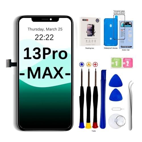 EFaith für iPhone 13 Pro Max Display, Ersatz Bildschirm 6.7" Full HD Bildschirm,Displayrahmen 3D Touch Screen Digitizer Mit Reparaturwerkzeug und Aus Wasserfest Anhaftendem von EFaith
