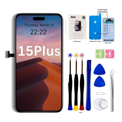 EFaith für iPhone 15 Plus Display, Ersatz Bildschirm 6.7" Full HD Bildschirm,Displayrahmen 3D Touch Screen Digitizer Mit Reparaturwerkzeug und Aus Wasserfest Anhaftendem EFaith für iPhone 15 Plus Display, Ersatz Bildschirm 6.7" Full HD Bildschirm,Displayrahmen 3D Touch Screen Digitizer Mit Reparaturwerkzeug und Aus Wasserfest Anhaftendem von EFaith