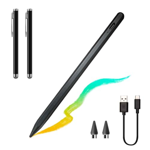 Eingabestift für Tablet, Touchscreen, universeller kapazitiver Eingabestift mit 2 Ersatzspitzen für Android/iOS/Smartphone/Microsoft Touchscreen-Gerät (3er-Pack) Schwarz von EFaith