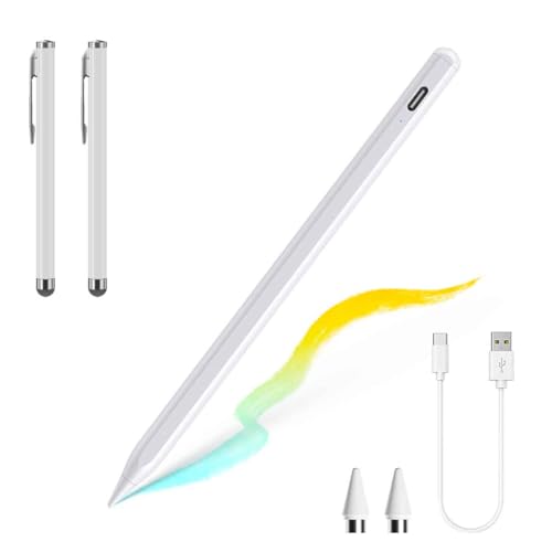 Eingabestift für Tablet, Touchscreen, universeller kapazitiver Eingabestift mit 2 Ersatzspitzen für Android/iOS/Smartphone/Microsoft Touchscreen-Gerät (3 Stück, weiß) von EFaith