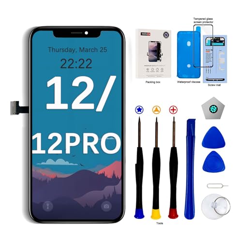 EFaith für iPhone 12/12 Pro Display 6.1", Full HD LCD-Touchscreen, Digitizer Assembly mit komplettem Reparaturset, Displayschutzfolie, Modell A2172, A2402, A2403, A2404, A2341 von EFaith
