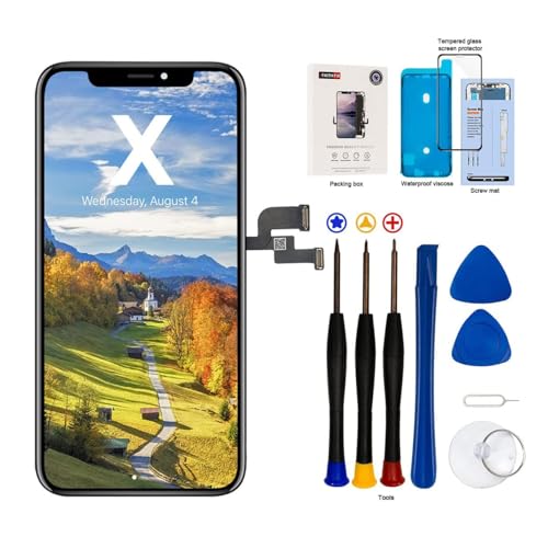 EFaith Ersatzbildschirm für iPhone X LCD Display 5,8 Full HD Touchscreen Digitizer Assembly mit komplettem Reparaturset + Displayschutz + wasserdichter Kleber mit Modell: A1865, A1901, A1902 von EFaith