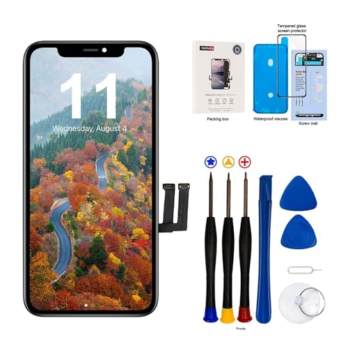 EFaith für iPhone 11 Display Ersatz Bildschirm 6.1 Zoll LCD Full HD 3D Touch Screen Digitizer Rahmen mit Kleber, Displayschutzfolie, Reparaturwerkzeuge,kompatibel mit Modell A2111, A2223, A2221 von EFaith