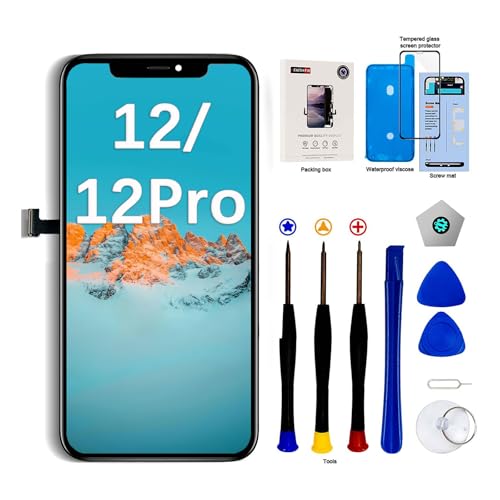 EFaith für iPhone 12/12 Pro Display, Ersatz Bildschirm 6.1 Zoll Full HD Bildschirm,Displayrahmen 3D Touch Screen Digitizer Mit Reparaturwerkzeug und Aus Wasserfest Anhaftendem Gehärtetem Glas (LCD) von EFaith