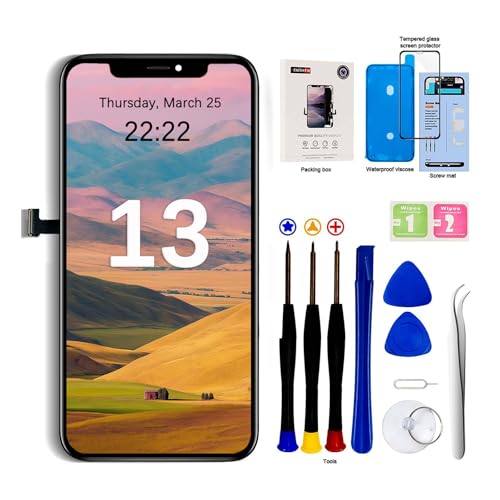EFaith für iPhone 13 Display 6,1" Full-HD-LCD-Display, 3D-Touchscreen-Digitalisierer, Rahmen mit Reparaturwerkzeug-Set, gehärtetem Glas für Modell A2482, A2631, A2634, A2635 EFaith für iPhone 13 Display 6,1" Full-HD-LCD-Display, 3D-Touchscreen-Digitalisierer, Rahmen mit Reparaturwerkzeug-Set, gehärtetem Glas für Modell A2482, A2631, A2634, A2635 von EFaith