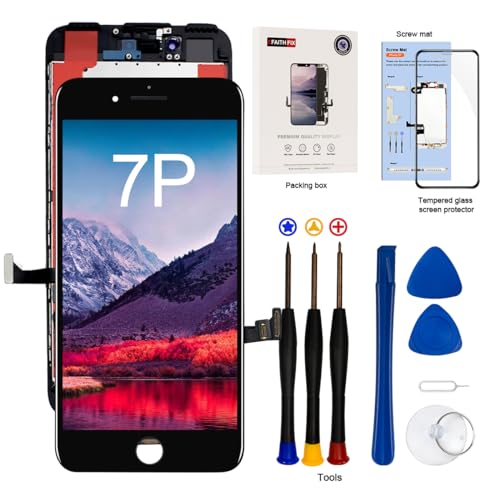 EFaith für iPhone 7 Display LCD 4,7 Zoll Ersatz Bildschirm Volle HD Touchscreen-Digitizer Rahmen, Ersatzrahmen mit Reparatur Sets + Displayschutzfolie, Modelle A1660, A1778, A1779 (schwarz) (7P-LCD) von EFaith