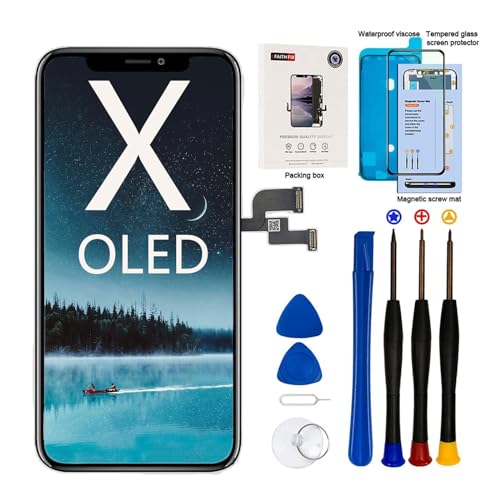 EFAITH für iPhone X Display OLED Ersatz Bildschirm 5,8" Full HD 3D Touchscreen Digitalisierer mit Reparaturset, Wasserfester Klebstoff und Gehärtetes Glas Für Modelle A1865/A1901/A1902 von EFaith