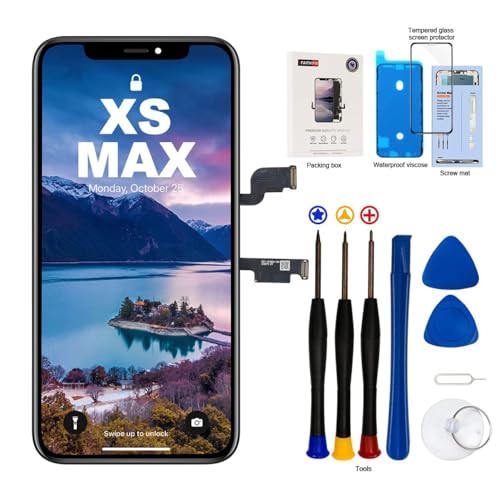 EFaith für iPhone XS Max Display Ersatz Bildschirm 6,5" Full HD Touch Screen Display Digitizer Montage mit Reparaturset Werkzeug + Bildschirmschutz + wasserdichte Dichtung + Gehärtetes Glas (LCD) von EFaith