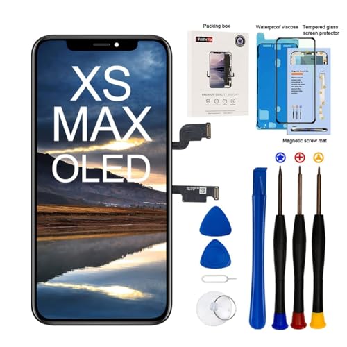 EFaith für iPhone XS Max Display Ersatz Bildschirm 6,5" Full HD Touch Screen Display Digitizer Montage mit Reparaturset Werkzeug + Bildschirmschutz + wasserdichte Dichtung + Gehärtetes Glas (OLED) von EFaith