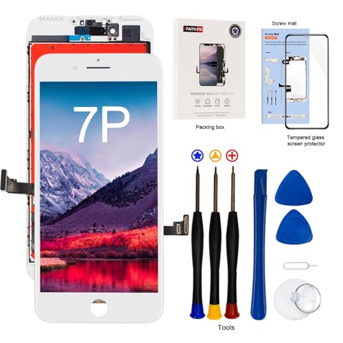 EFaith für iPhone7 Plus Display Ersatz Bildschirm 5.5 Zoll LCD Full HD 3D Touch Screen Digitizer Rahmen mit Kleber, Displayschutzfolie, Reparaturwerkzeuge,kompatibel mit Modell A1661, A1784, A1785 von EFaith