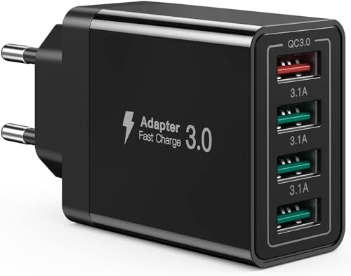 EFTronic USB Ladegerät,4-Ports USB Ladeadapter mit QC 3.0 Schnellladegerät Mehrfach Ladestecker USB Netzteil für iPhone 15 14 13 12 11 Pro X 8 7,Samsung Galaxy S21 S20 FE S10 S9 A71 A51,Handy von EFtronic