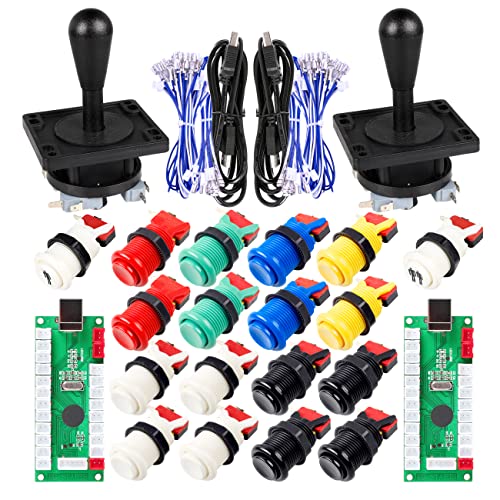 Arcade Game DIY Teil für Mame USB Cabinet 2x Nullverzögerungs USB Encoder auf Ihren PC Spiele + 2x 8 Wege Joystick + 18x Arcade Push Button (einschließlich 1P / 2P Start-Tasten) Multiple Color Kits von EG STARTS